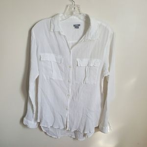 Aerie | White Sheer Button Down Top